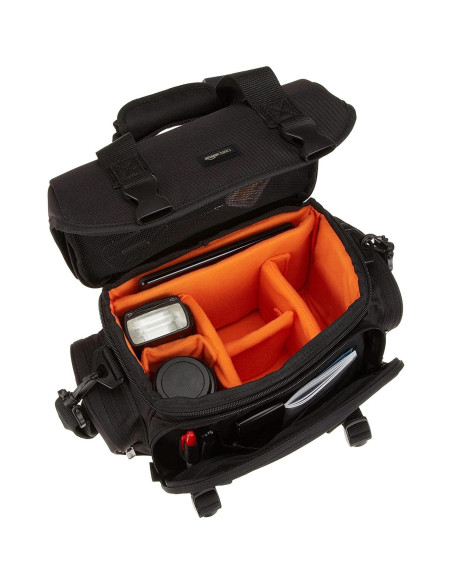 Bolsa Grande para Gadget DSLR Amazon Basics Negra Interior Naranja