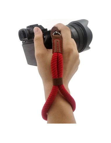 Correa de Muñeca de Algodón WMWL para Cámara DSLR y Sin Espejo - Rojo