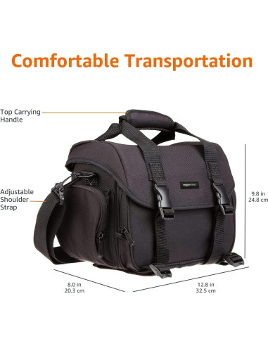 Bolsa Grande para Gadget DSLR Amazon Basics Negra Interior Naranja