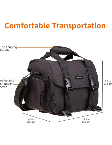 Bolsa Grande para Gadget DSLR Amazon Basics Negra Interior Naranja