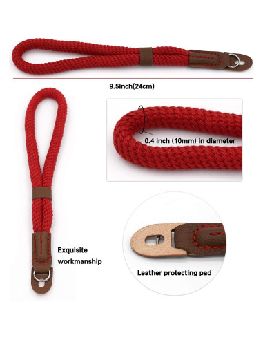 Correa de Muñeca de Algodón WMWL para Cámara DSLR y Sin Espejo - Rojo