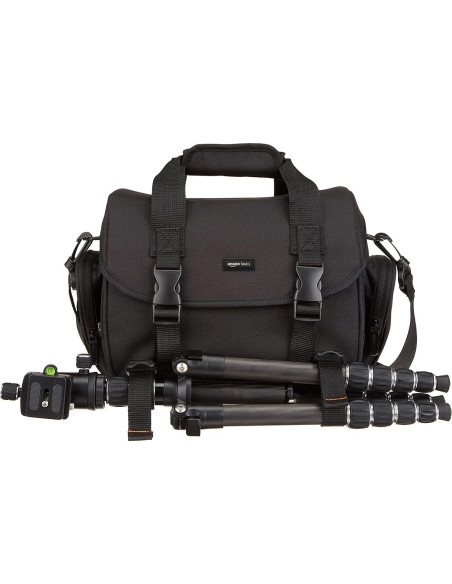 Bolsa Grande para Gadget DSLR Amazon Basics Negra Interior Naranja