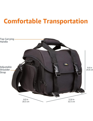 Bolsa Grande para Gadget DSLR Amazon Basics Negra Interior Naranja