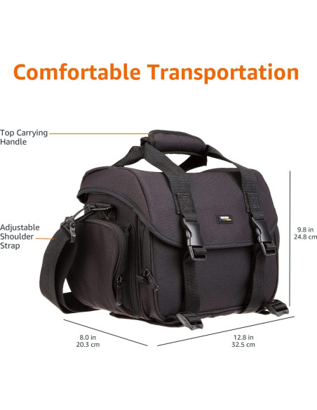 Bolsa Grande para Gadget DSLR Amazon Basics Negra Interior Naranja