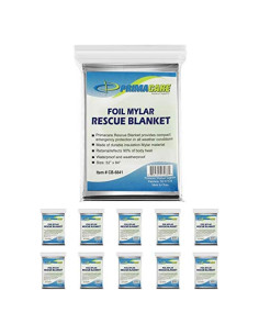 Manta Térmica de Emergencia Primacare HB-10 Mylar 132x213 cm - Paquete de 10