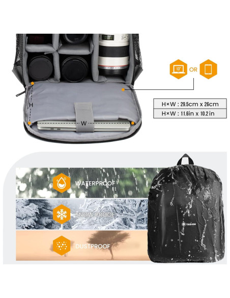 Mochila para Cámara TARION TB-S Profesional con Compartimento Laptop 13"