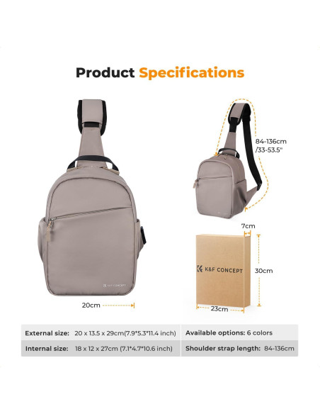 Bolsa Cruzada para Cámara K&F Concept 5L Gris Rosa