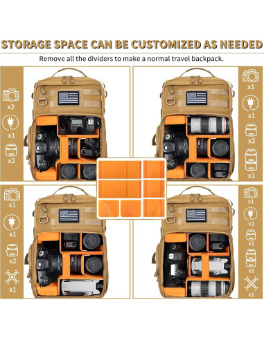 Mochila para cámara TORIBIO 30x20x44 cm impermeable