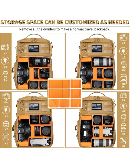 Mochila para cámara TORIBIO 30x20x44 cm impermeable