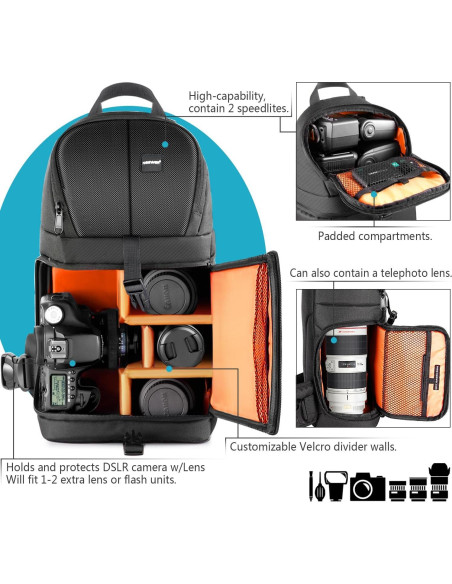 Mochila Sling Profesional Neewer para Cámara DSLR y Accesorios