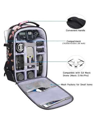 Mochila para cámara MOSISO negra DSLR/SLR resistente al agua