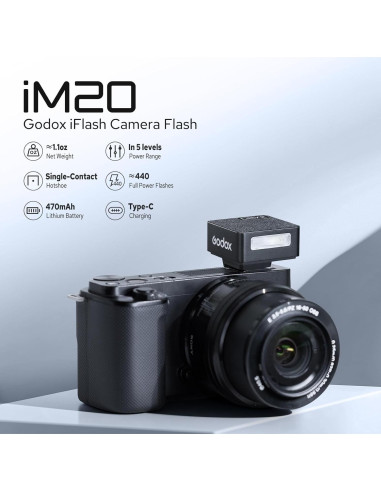 Flash Godox iM20 Mini Speedlite 440 Flashes Batería Litio
