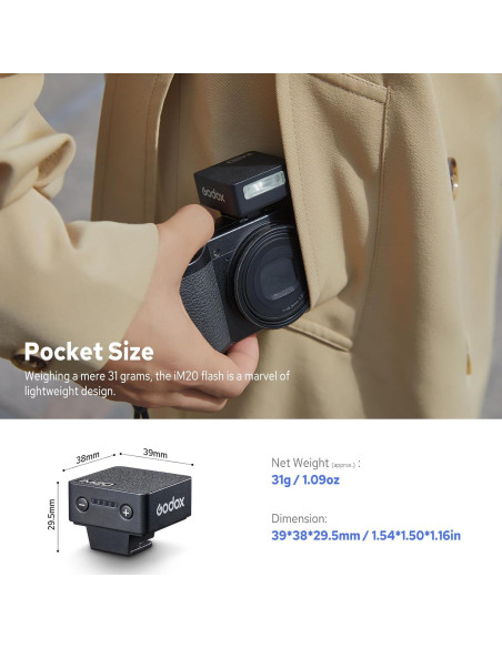Flash Godox iM20 Mini Speedlite 440 Flashes Batería Litio