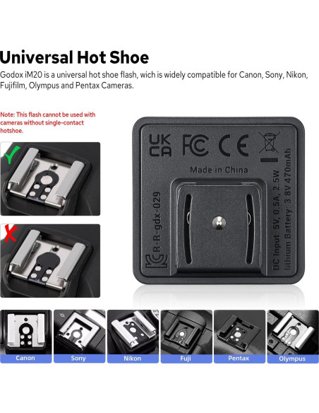 Flash Godox iM20 Mini Speedlite 440 Flashes Batería Litio