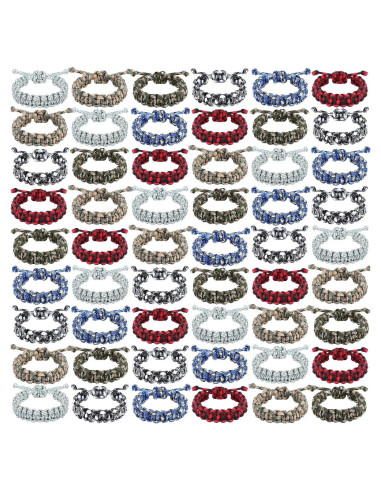 Inbagi 50 Pulseras de Paracord Ajustables Camo para Supervivencia