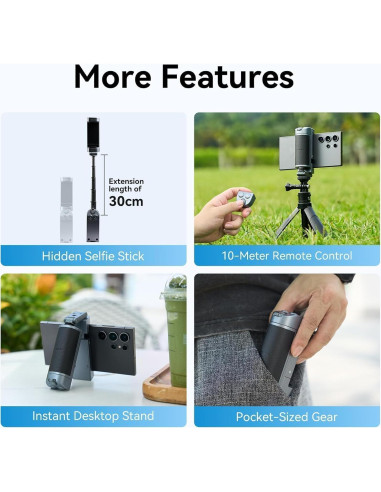 Mango Selfie Stick TELESIN Bluetooth 30cm Control Remoto