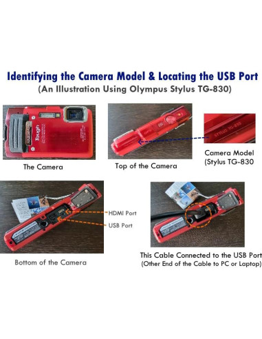 Cable USB-C a CB-USB5/CB-USB6 para cámaras Olympus 1.37m