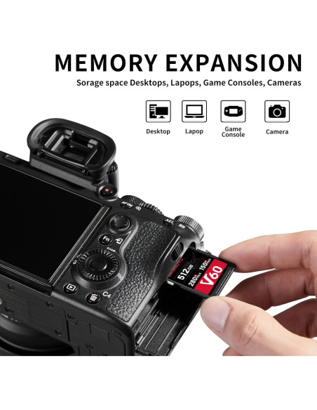 Tarjeta SD 512GB UHS-II V60 U3 Clase 10 Alta Velocidad
