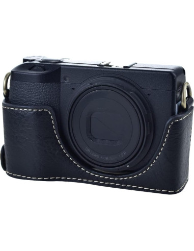 Funda de cámara de cuero PU Rieibi para Ricoh GR III/GR IIIx - Negro