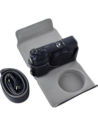 Funda de cámara de cuero PU Rieibi para Ricoh GR III/GR IIIx - Negro