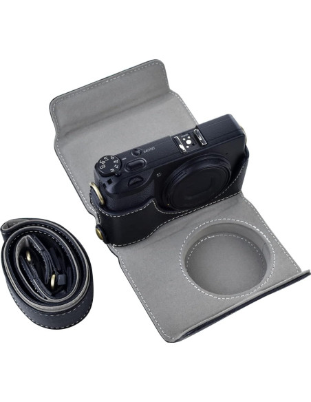 Funda de cámara de cuero PU Rieibi para Ricoh GR III/GR IIIx - Negro
