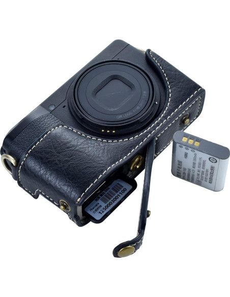 Funda de cámara de cuero PU Rieibi para Ricoh GR III/GR IIIx - Negro