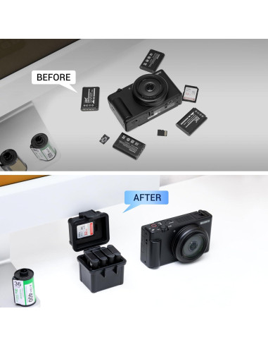 Estuche JJC para 4 Baterías de Cámara y Tarjetas de Memoria