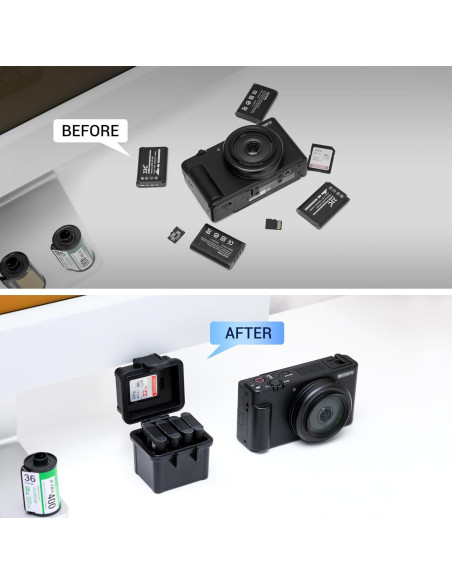 Estuche JJC para 4 Baterías de Cámara y Tarjetas de Memoria