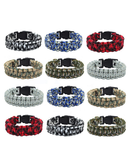 12 Pulseras Paracord FROG SAC para Niños 4+ Años