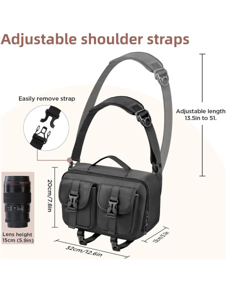 Bolsa de Mensajero para Cámara VISIO CA Impermeable 32x13x19.8cm