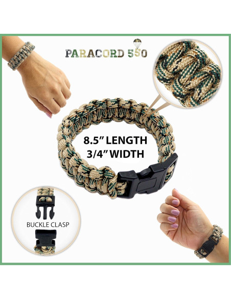 12 Pulseras Paracord FROG SAC para Niños 4+ Años