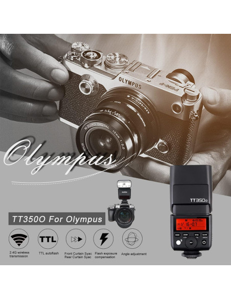 Flash Godox TT350O para cámaras Olympus y Panasonic, TTL 2.4G