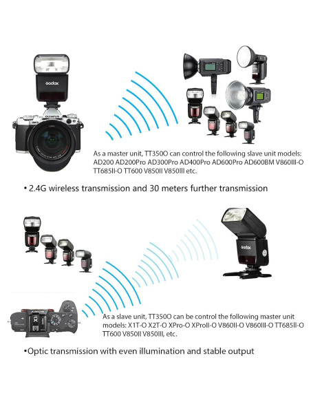 Flash Godox TT350O para cámaras Olympus y Panasonic, TTL 2.4G