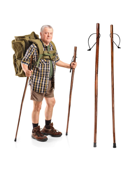 Bastones de Senderismo Mezchi 2 Paquete Madera Natural 121.92 cm