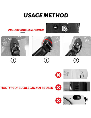 Correa para cámara AQAREA 104 cm negra, soporte 20.41 kg
