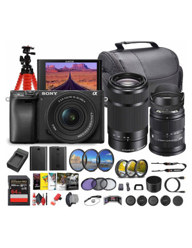 Cámara Sin Espejo Sony Alpha a6100 con Lentes 16-50mm y 55-210mm