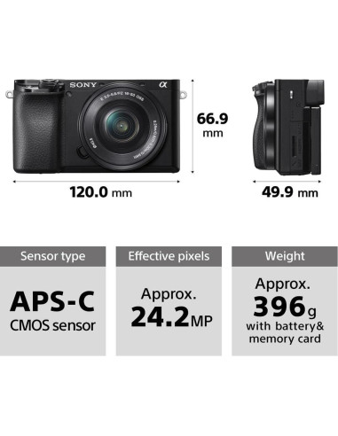 Cámara Sin Espejo Sony Alpha a6100 con Lentes 16-50mm y 55-210mm