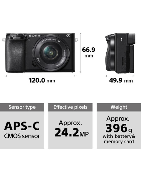 Cámara Sin Espejo Sony Alpha a6100 con Lentes 16-50mm y 55-210mm