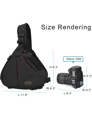 Mochila Sling CADeN para Cámara DSLR Impermeable Negra