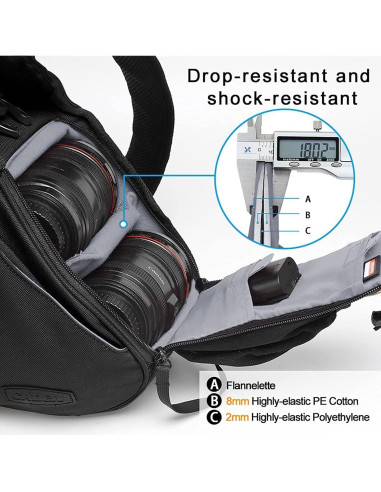Mochila Sling CADeN para Cámara DSLR Impermeable Negra
