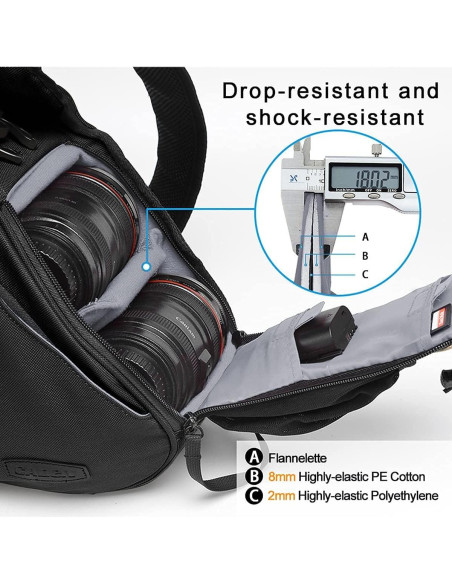 Mochila Sling CADeN para Cámara DSLR Impermeable Negra