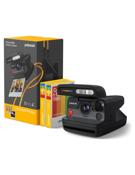 Cámara Instantánea Polaroid Flip + 16 Fotos de Color - Negro