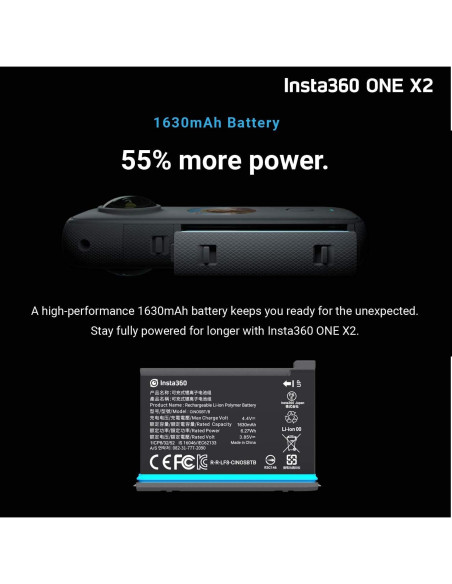 Cámara 360 Insta360 ONE X2 - 5.7K, Estabilización, 128GB
