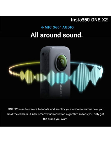 Cámara 360 Insta360 ONE X2 - 5.7K, Estabilización, 128GB