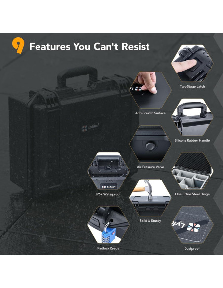Estuche Duro Impermeable Lykus PVC1 para Cámaras y Drones