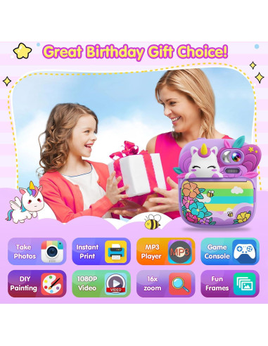 Cámara Instantánea TIATUA S10 para Niños 3 a 14 Años - Púrpura