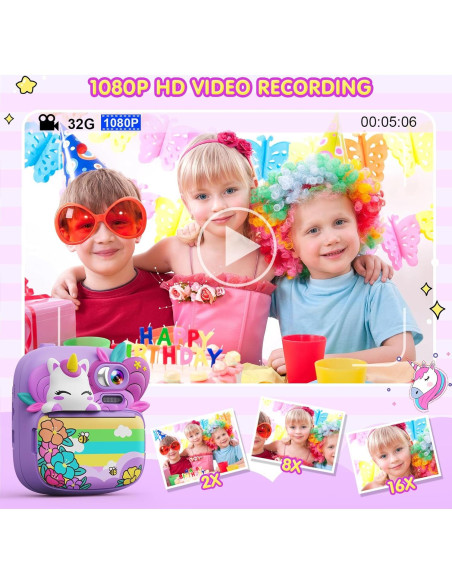 Cámara Instantánea TIATUA S10 para Niños 3 a 14 Años - Púrpura