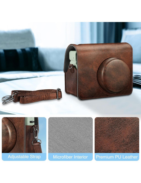 Funda Protectora Fintie para Cámara Fujifilm Instax Wide 400 - Cuero Vegano Marrón