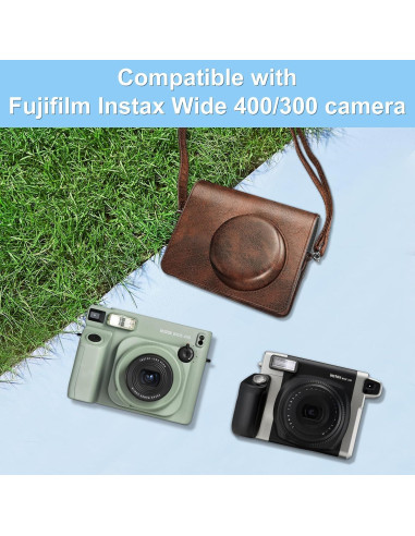 Funda Protectora Fintie para Cámara Fujifilm Instax Wide 400 - Cuero Vegano Marrón