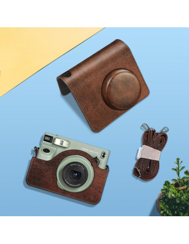 Funda Protectora Fintie para Cámara Fujifilm Instax Wide 400 - Cuero Vegano Marrón